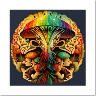 Mushroom Tribal Rainbow Posters and Art